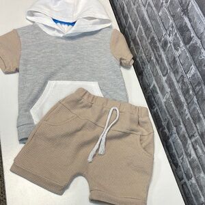 Boy’s Beige and Gray Hoodie Set